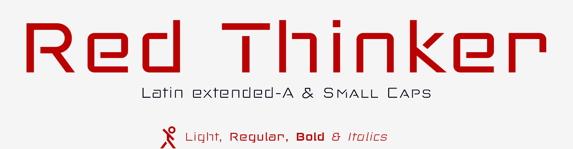 Red Thinker techno fonts. Latin Extended-A & Small Caps