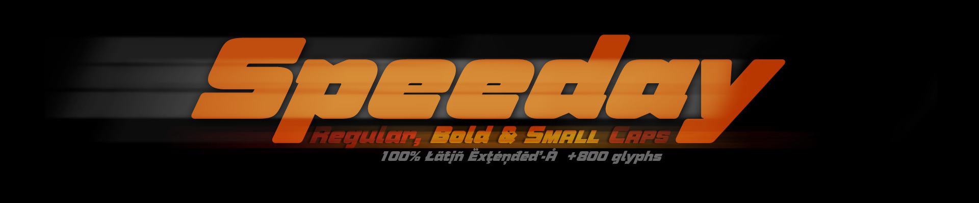 Speeday Bold, display & sans font. Latin Extended-A