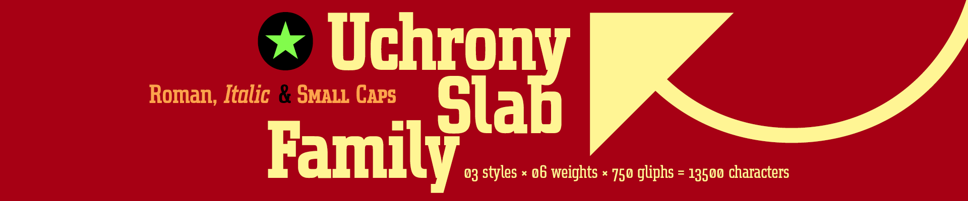 Uchrony Slab Serif Fonts - 6 styles - Open Type Features